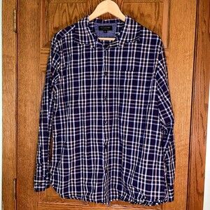 Banana Republic | Blue Plaid Soft Wash Standard Fit Button-Up Shirt | XL